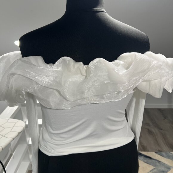 SHEIN Curve White Off-Shoulder Ruffle Top - Size 2XL - NWT! - Picture 4 of 6